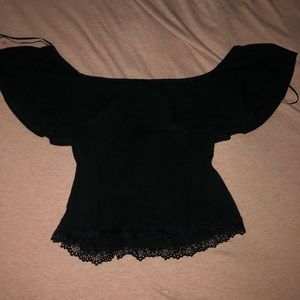 Black off the shoulder crop top
